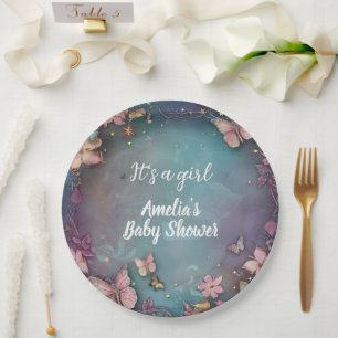 Assiettes En Carton Baby shower papillon violet