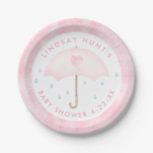 Assiettes En Carton Baby shower parapluie rose
