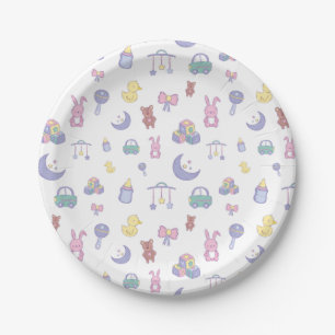 Assiettes En Carton Baby shower Pastel neutre pour les femmes