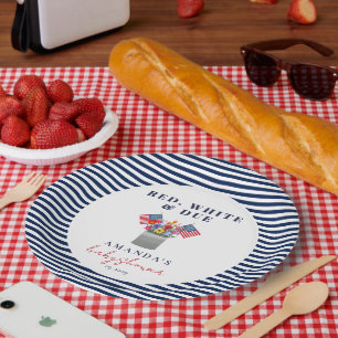 Assiettes En Carton Baby shower patriotique rouge blanc et dû