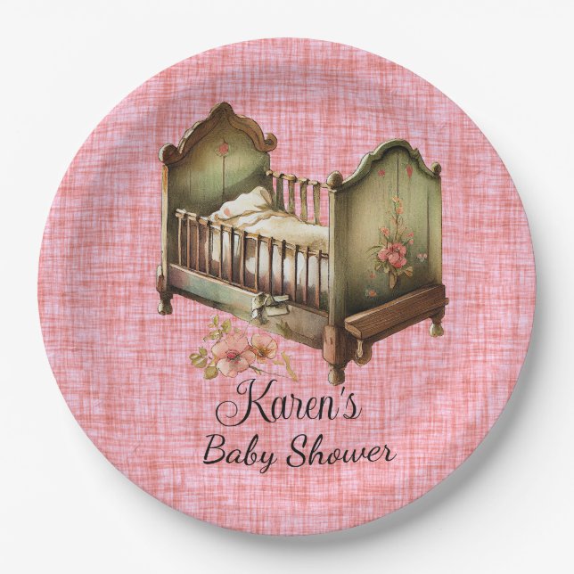 Assiettes En Carton Baby shower personnalisé (Devant)