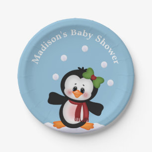 Assiettes En Carton Baby shower personnalisé de Penguin Fête