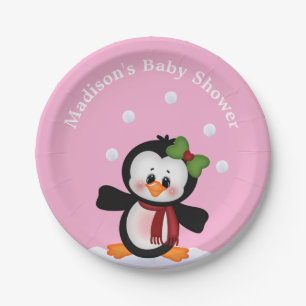 Assiettes En Carton Baby shower personnalisé de Penguin Fête