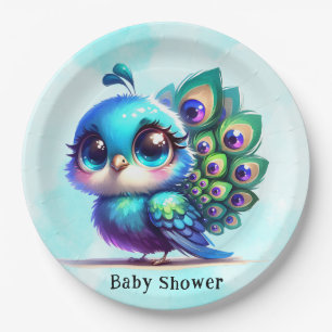 Assiettes En Carton Baby shower Petit Peacock