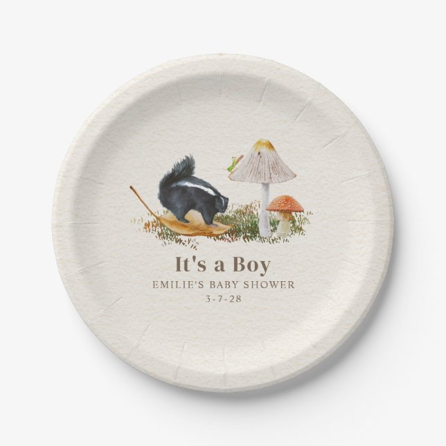 Assiettes En Carton Baby shower petit puant Bois Skunk Boy (Devant)