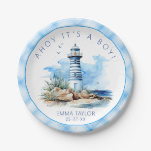 Assiettes En Carton Baby shower phare bleu marine