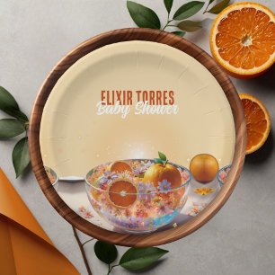 Assiettes En Carton Baby shower photo Whimsical Orange