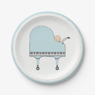 Assiettes En Carton Baby Shower Piano pour Garçon