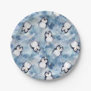 Assiettes En Carton Baby shower Pingouin mignon
