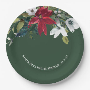 Assiettes En Carton Baby Shower Poinsettia de Fiançailles d'Hiver