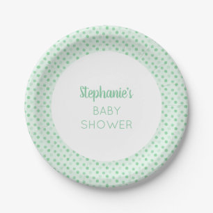 Assiettes En Carton Baby shower point Polka vert Mint