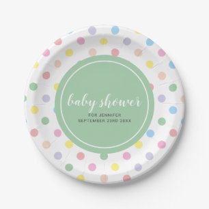 Assiettes En Carton Baby shower Pois Soft Pastel