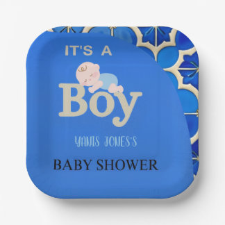 Assiettes En Carton Baby-Shower pour Garçon Marocain