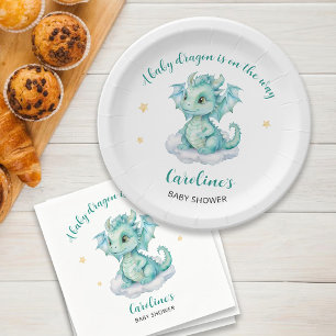 Assiettes En Carton Baby-Shower pour un adorable bébé dragon