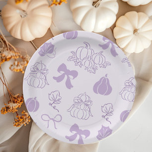 Assiettes En Carton Baby shower pourpre petit Citrouille dessiné à la 