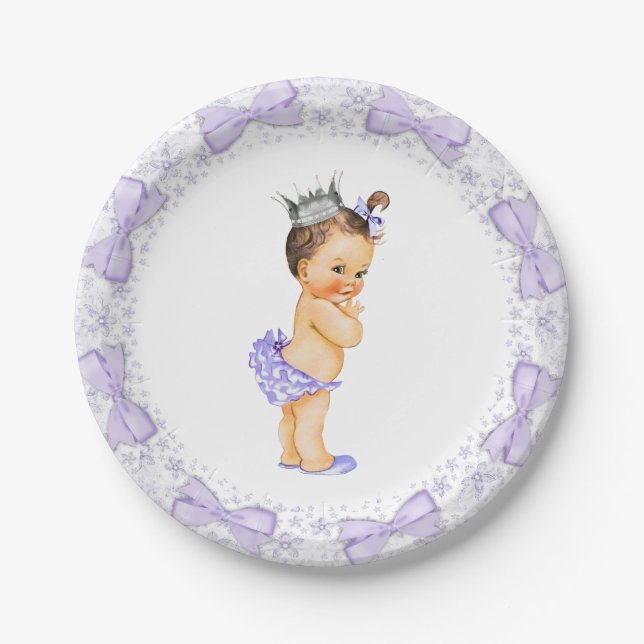 Assiettes En Carton Baby shower Princesse violette (Devant)