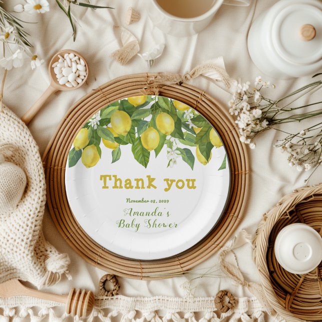 Assiettes En Carton Baby shower principal de citrons d'agrumes de frui (Créateur téléchargé)