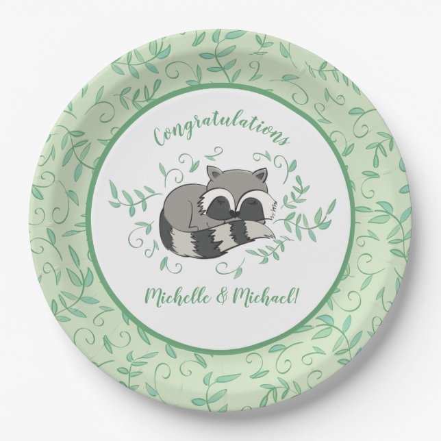 Assiettes En Carton Baby shower Raccoon (Devant)