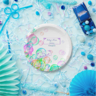 Assiettes En Carton Baby shower Rainbow Soap Bubbles