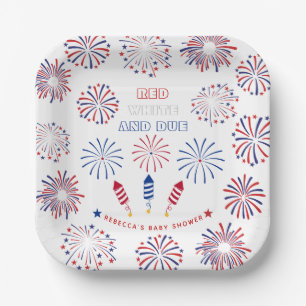 Assiettes En Carton Baby shower Red White 4 juillet pétards