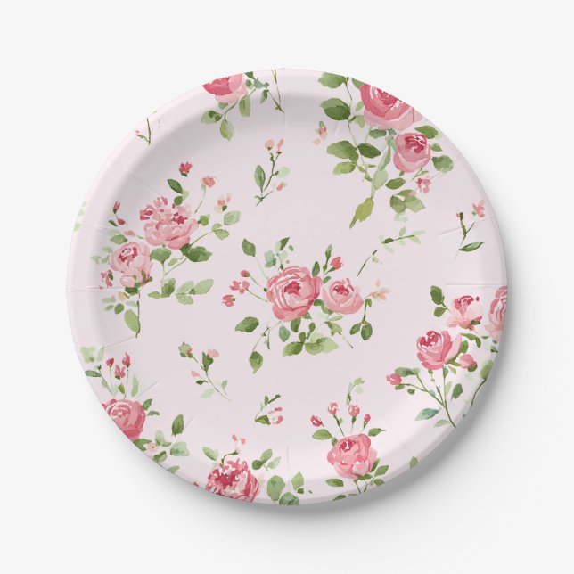Assiettes En Carton Baby shower rose (Devant)