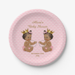 Assiettes En Carton Baby shower rose caillouteux Princess Twins