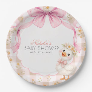 Assiettes En Carton Baby Shower Rose Canard Fou Gingham Daisy