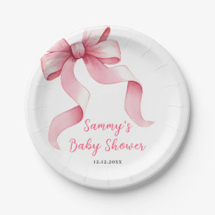 Assiettes En Carton Baby shower rose Coquette Bow
