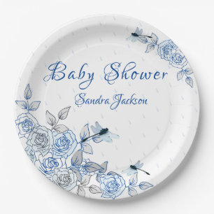 Assiettes En Carton Baby shower Rose de dragonfly Boy