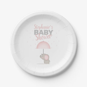 Assiettes En Carton Baby shower rose éléphant bébé