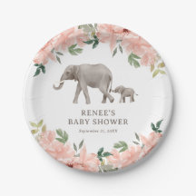 Baby shower rose floral Eléphant fille