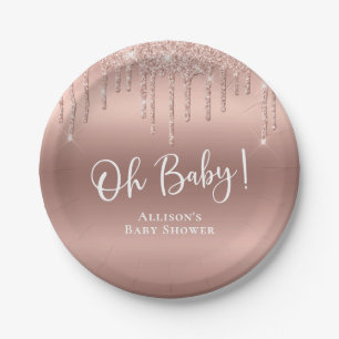 Assiettes En Carton Baby shower Rose Gold Parties scintillant personna