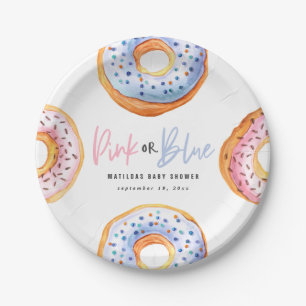 Assiettes En Carton Baby shower rose ou bleu de beignet