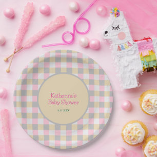 Assiettes En Carton Baby Shower Rose Pâle