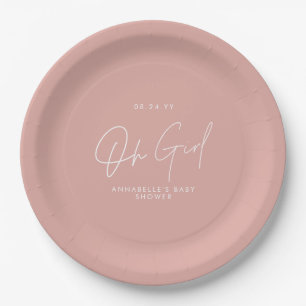 Assiettes En Carton baby shower rose révèle