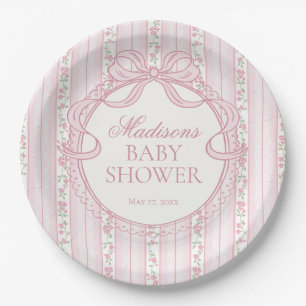 Assiettes En Carton Baby Shower Rose Vintage Fancy Floral