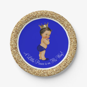 Assiettes En Carton Baby shower Royal Blue Ethnic Prince
