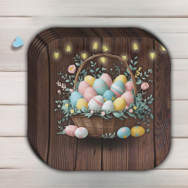 Assiettes En Carton Baby shower Rustique Floral OEufs de Pâques (Créateur téléchargé)