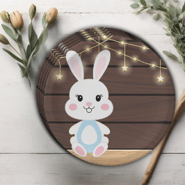 Assiettes En Carton Baby shower rustique mignon lapin blanc