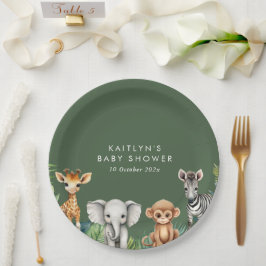Assiettes En Carton Baby shower Safari Wild One Jungle