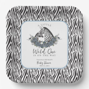 Assiettes En Carton Baby Shower Safari Zèbre Petit Sauvageon Carré