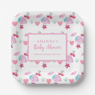 Assiettes En Carton Baby shower Saint-Valentin rose Berry Sweet