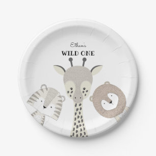 Assiettes En Carton Baby shower sauvage de safari d'anniversaire de