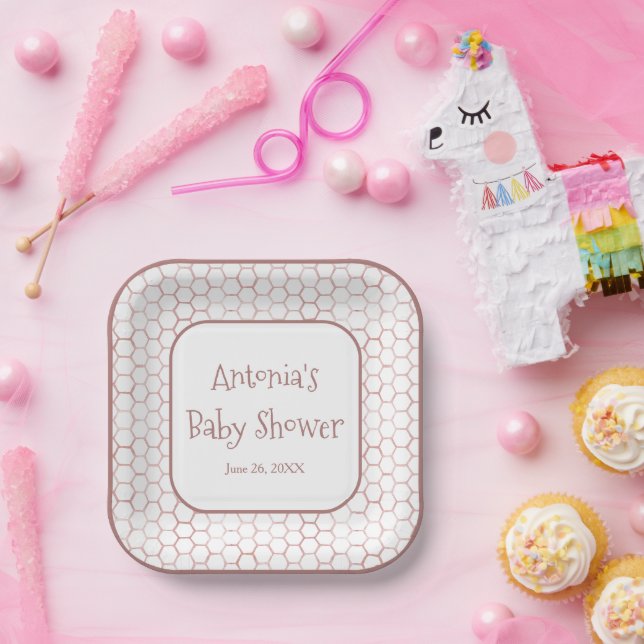 Assiettes En Carton Baby shower simple de ruche blanche (Fête)