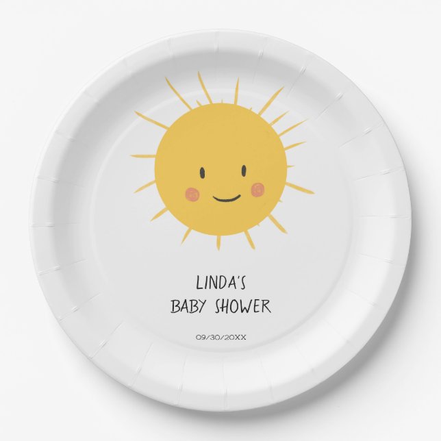 Assiettes En Carton Baby shower solaire lunaire (Devant)