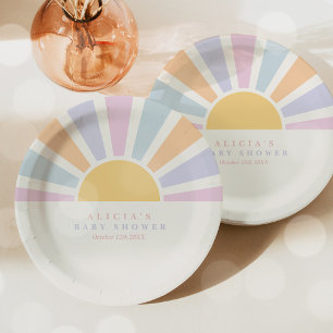 Assiettes En Carton Baby shower Soleil Ici Venez Les Rayons Soleil Ros