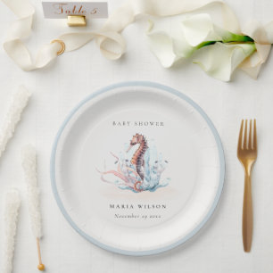 Assiettes En Carton Baby shower sous-marin de corail d'algues marines