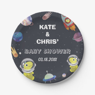 Assiettes En Carton Baby shower spatial Dinosaur Star Planet Galaxy