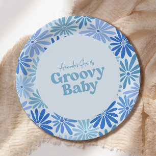 Assiettes En Carton Baby shower Super bleu et Turquoise rétro
