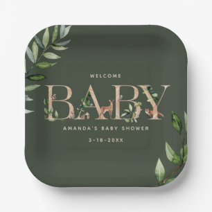 Assiettes En Carton Baby shower sur les animaux forestiers